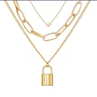 Multi Layer Lock Chain - Gold